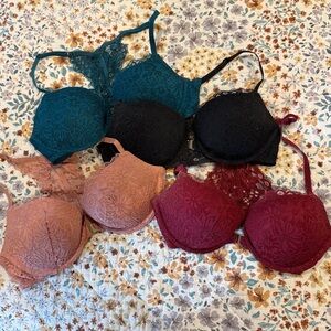 Auden Lace Bra Collection - Black, Teal, Pink, Red